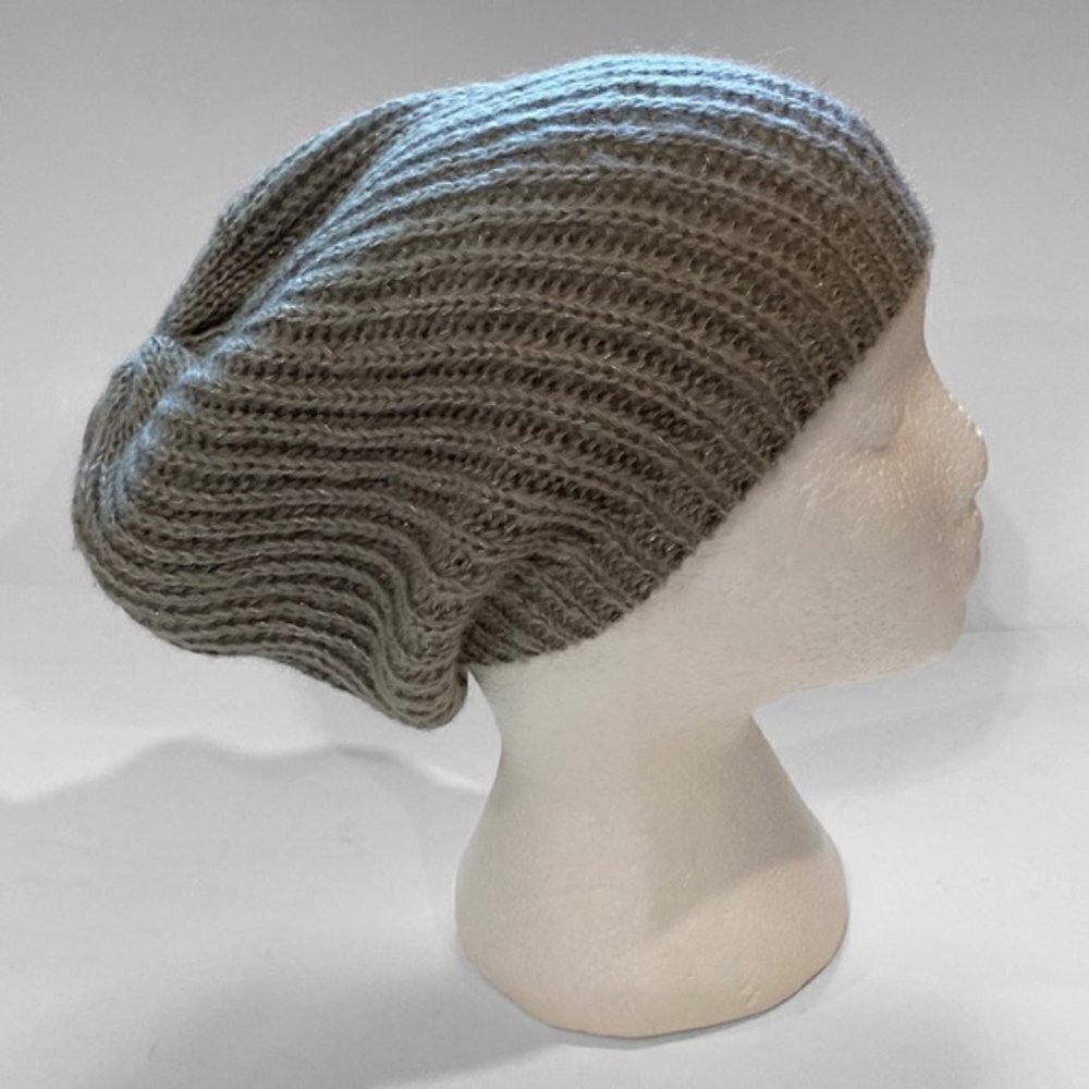Grey Ribbed Soft Loose Knit Beanie